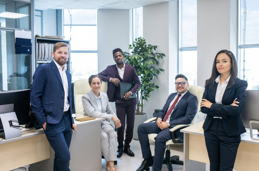 Large group of international business professionals in a meeting