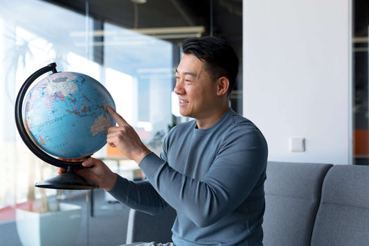 Global business network concept representing international businesses for sale