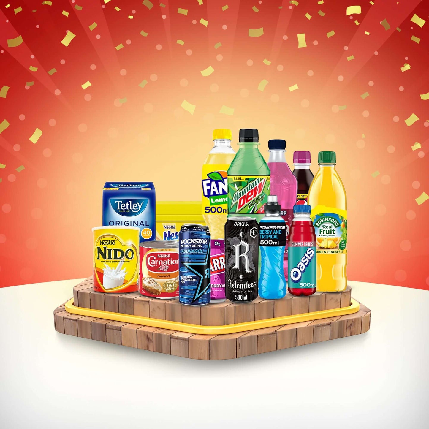British grocery products featured in supermarket for sale