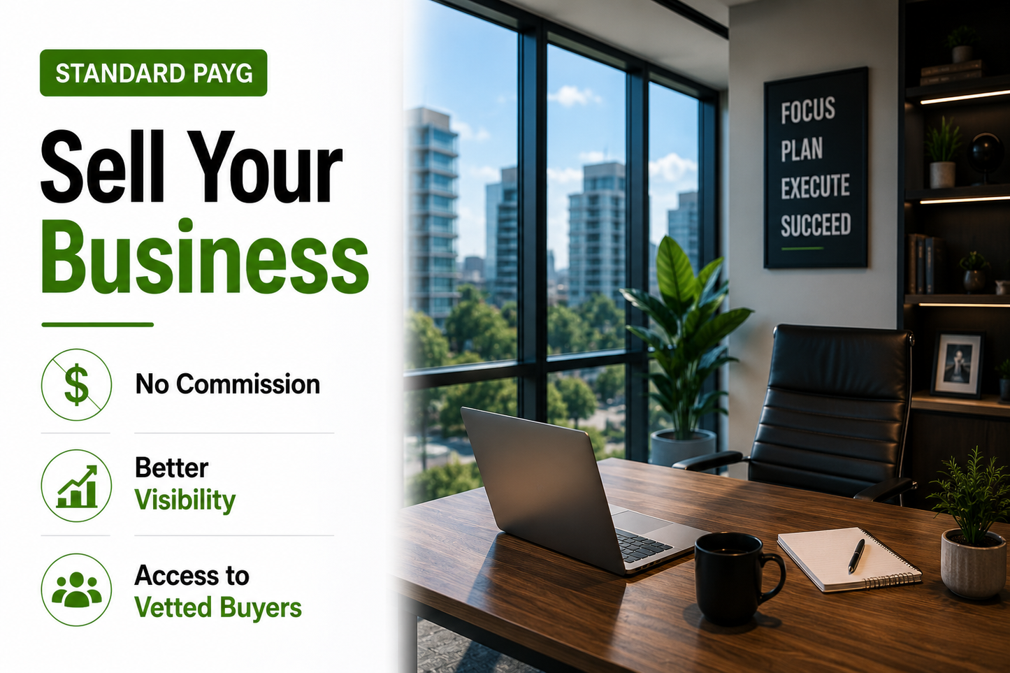 Standard PAYG business selling plan banner with better visibility and office analytics workspace