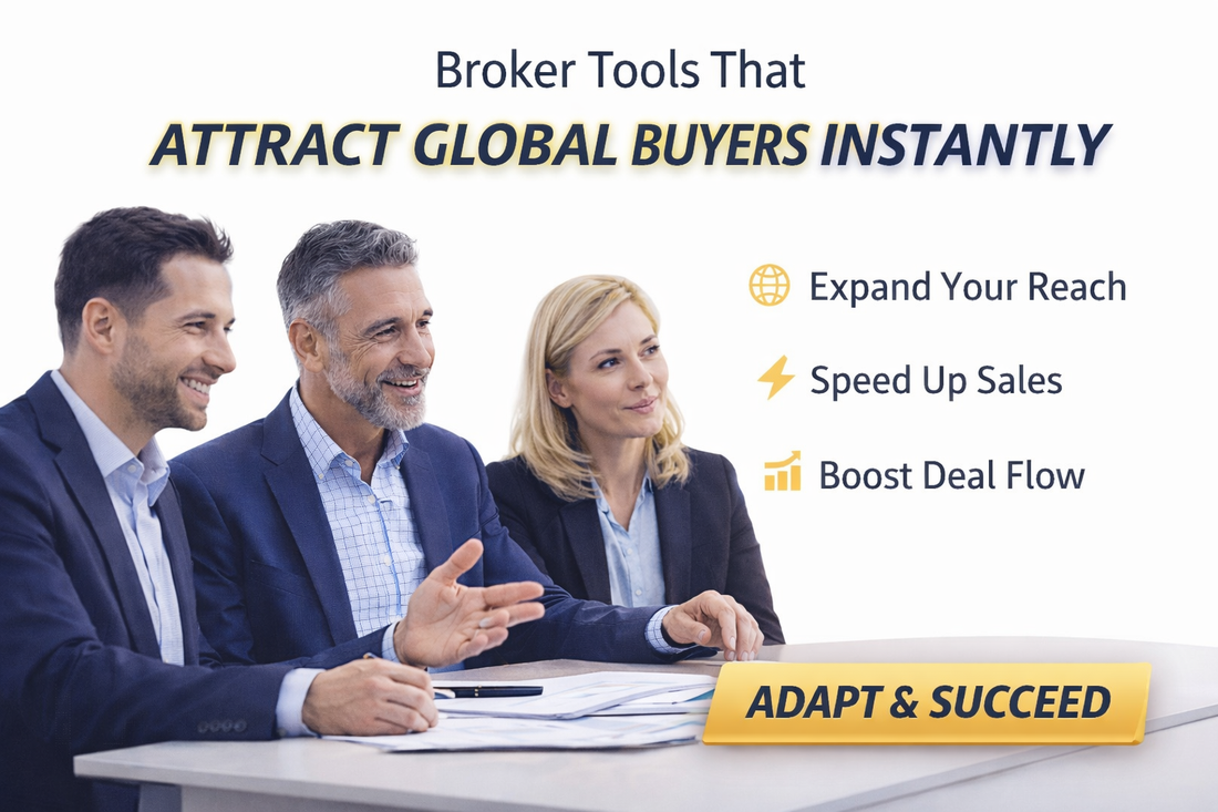Professional business brokers using digital tools to attract global buyers instantly