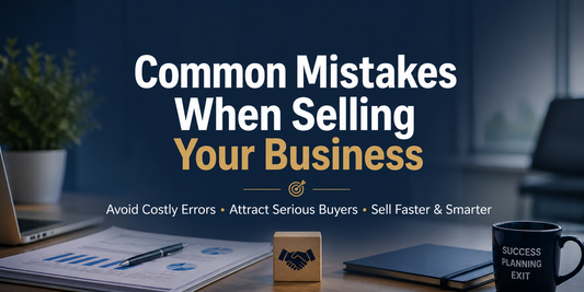 Common mistakes when selling your business banner with professional office background and centered text