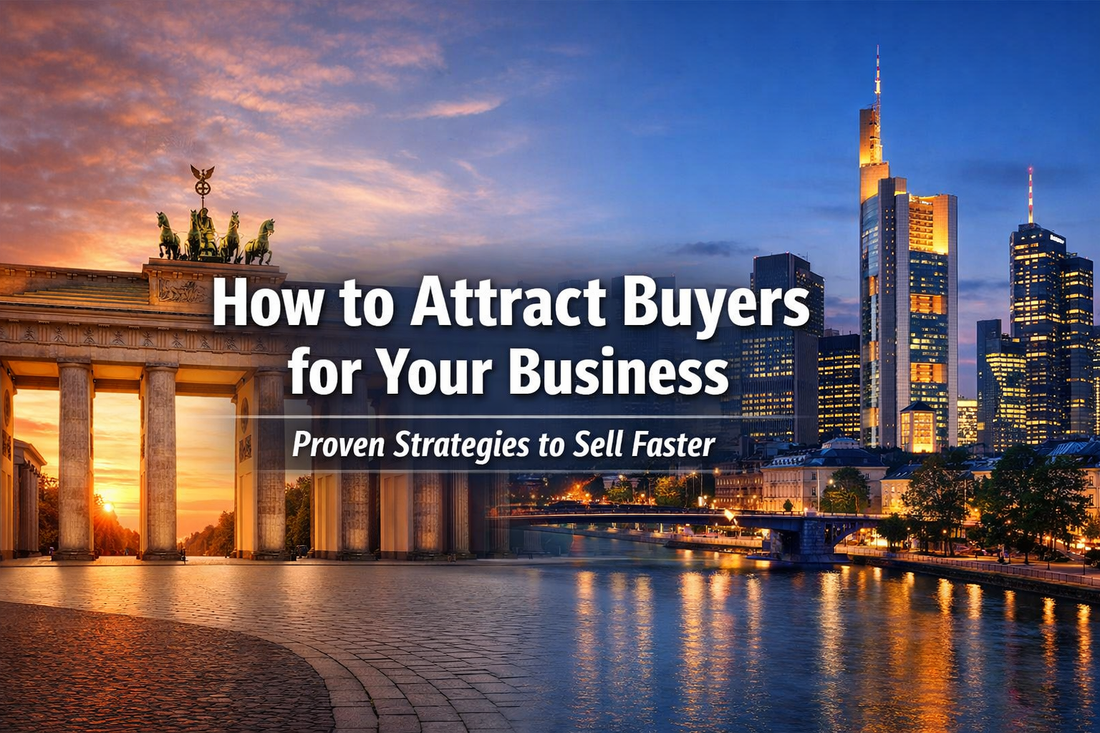 How to attract buyers for your business banner with city skyline and bold title for selling strategies