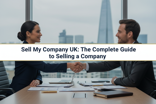 UK company owner shaking hands with a buyer across a boardroom table, illustrating the process of selling a company in the UK