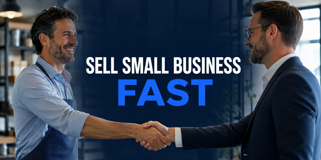 Small business owner shaking hands with a buyer after agreeing a fast business sale