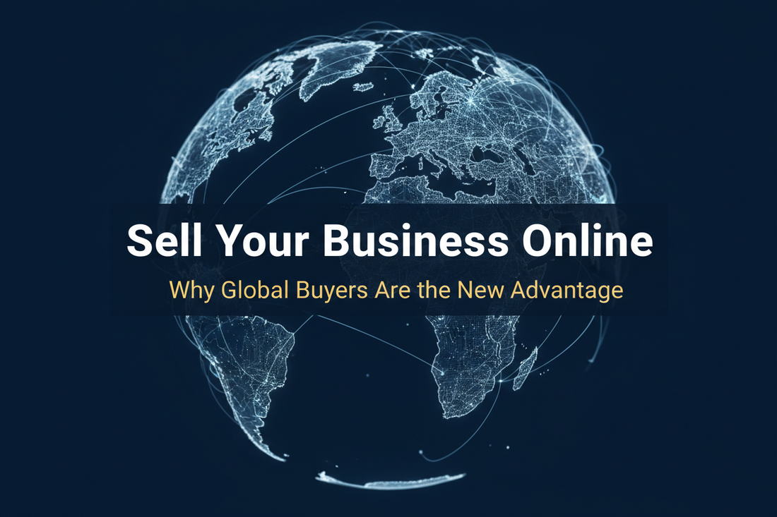 Sell business online with global buyers illustration banner