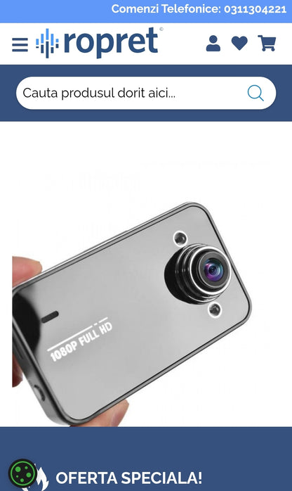 Product display with 'ropret' branding and a camera device held by a hand.
