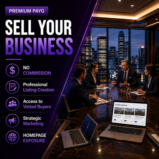 Premium PAYG business selling plan banner with homepage exposure and executive boardroom meeting