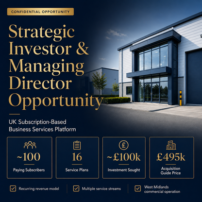 Strategic investor and Managing Director opportunity for a UK subscription business services platform